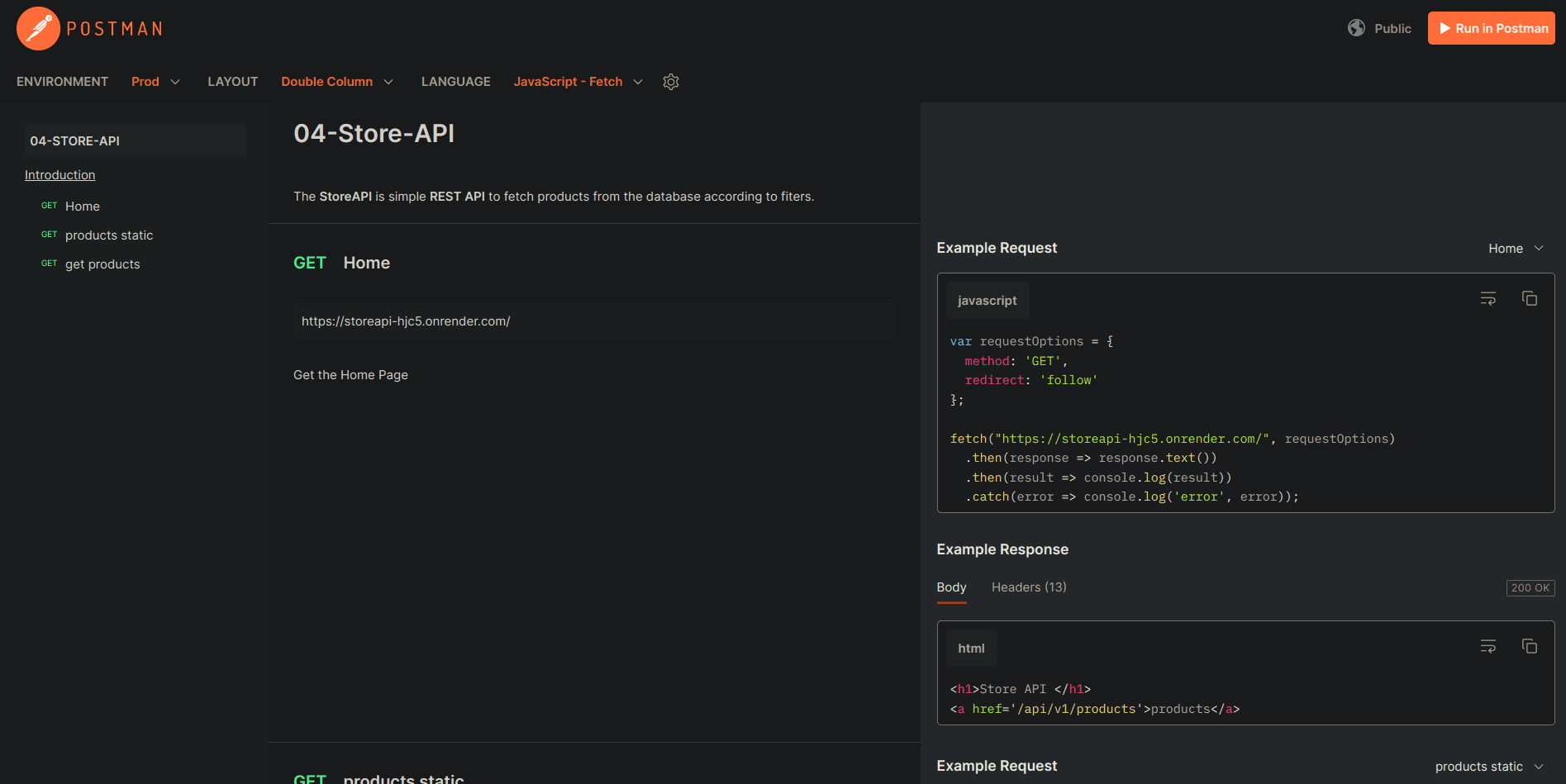 Store API